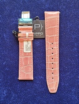 Pippo Italia 20mm roze leer alligator