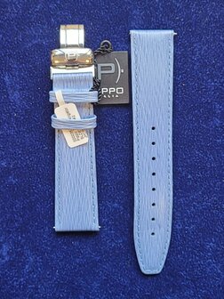 Pippo Italia 20mm blauw leer alligator
